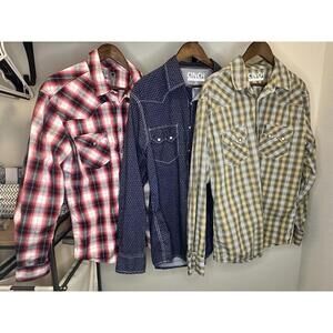 Cinch Modern Fit Men's Long Sleeve Western Button-Up Shirts Lot of 3